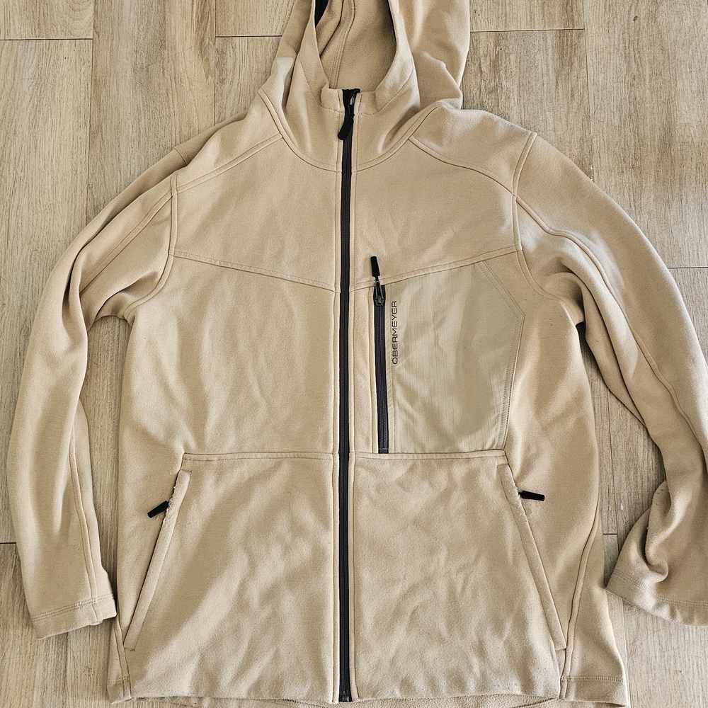 Obermeyer Beige Full-Zip Hoodie with Pocket